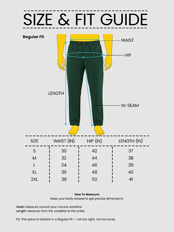 Bottle Green Regular-fit Pajamas